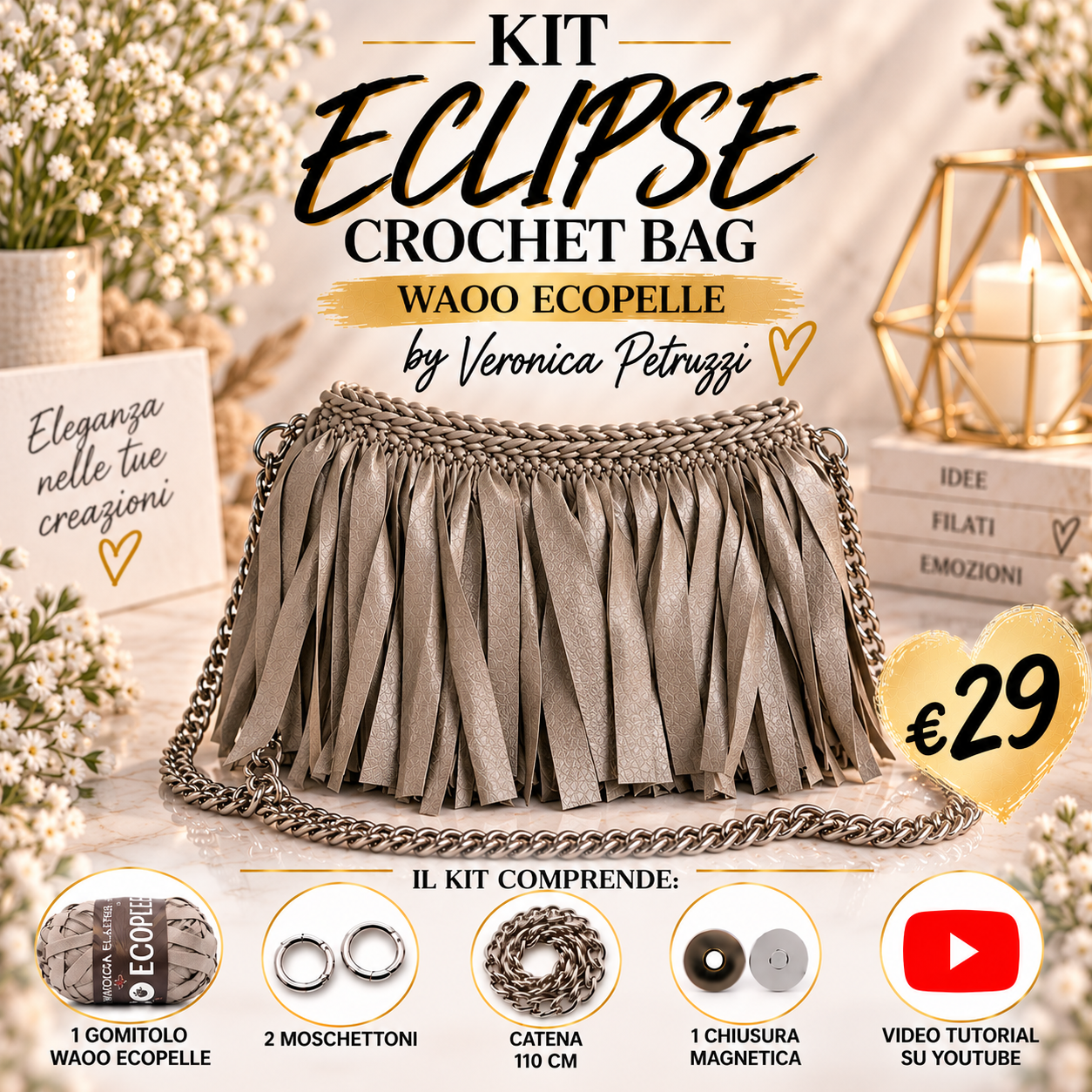 Il Filo di Arianna Kit Eclipse Crochet Bag borsa Carbon 09