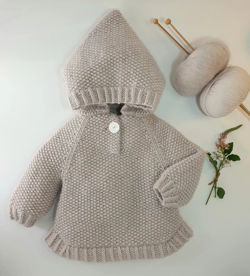 Anny Blatt Cèdre kit poncho bimbo merino Dune taglia 2