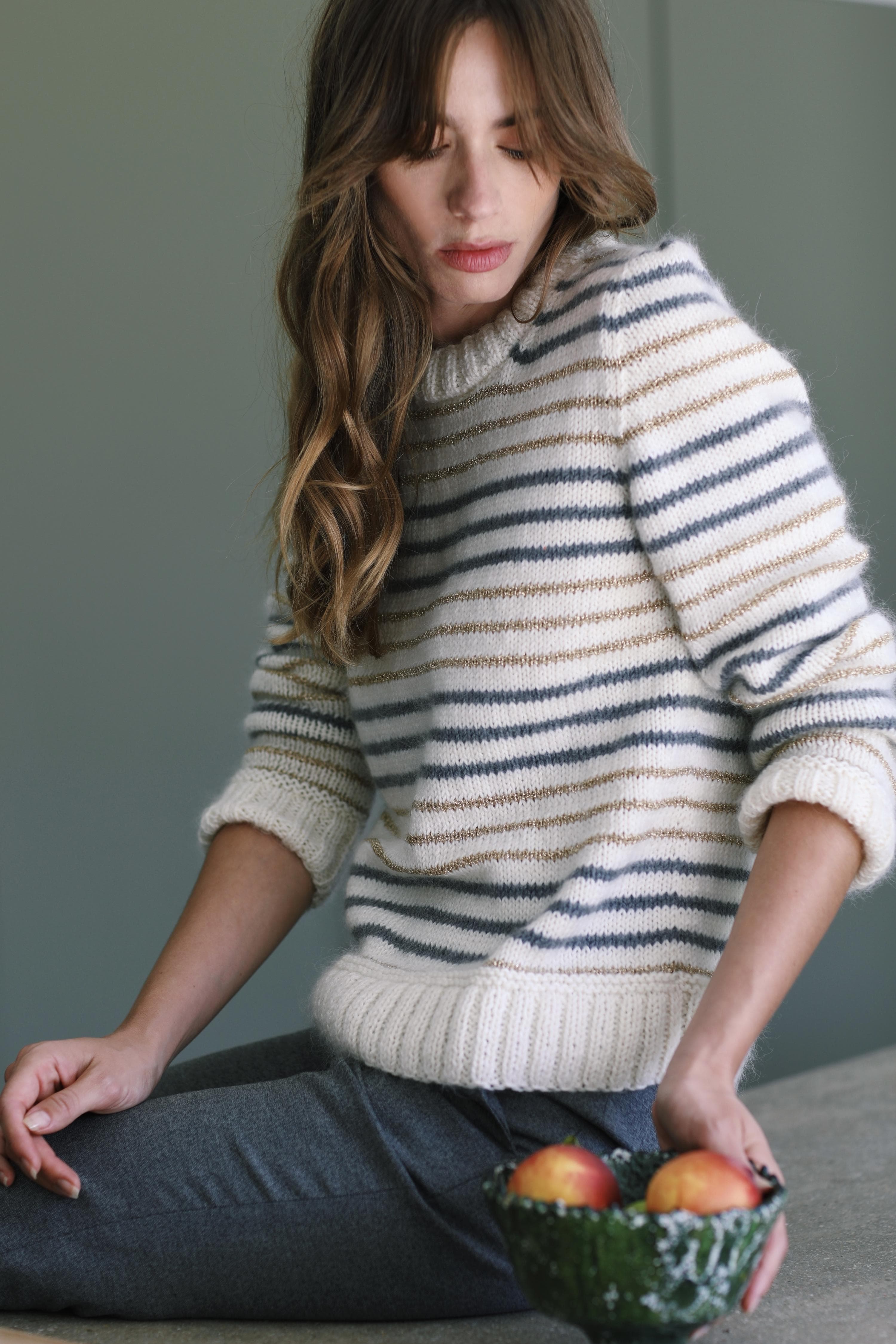 Anny Blatt Marie kit maglia S naturale grigio oro