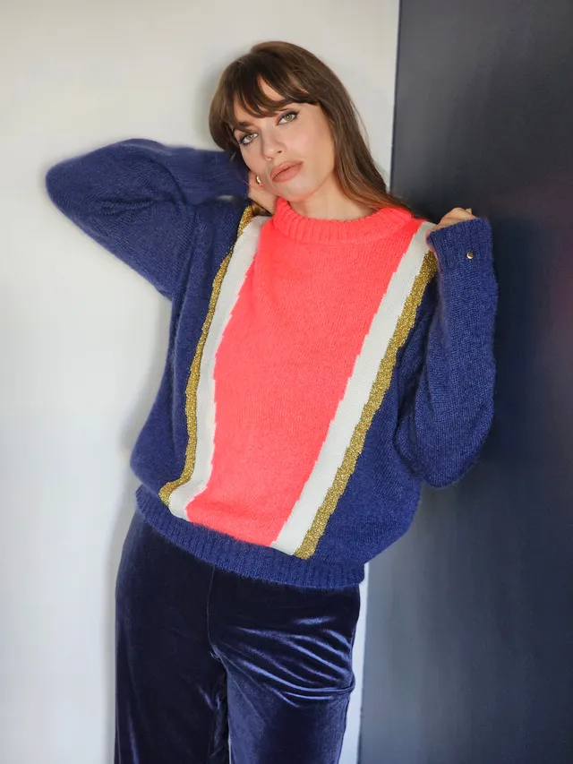 Anny Blatt Serena maglione mohair seta neon
