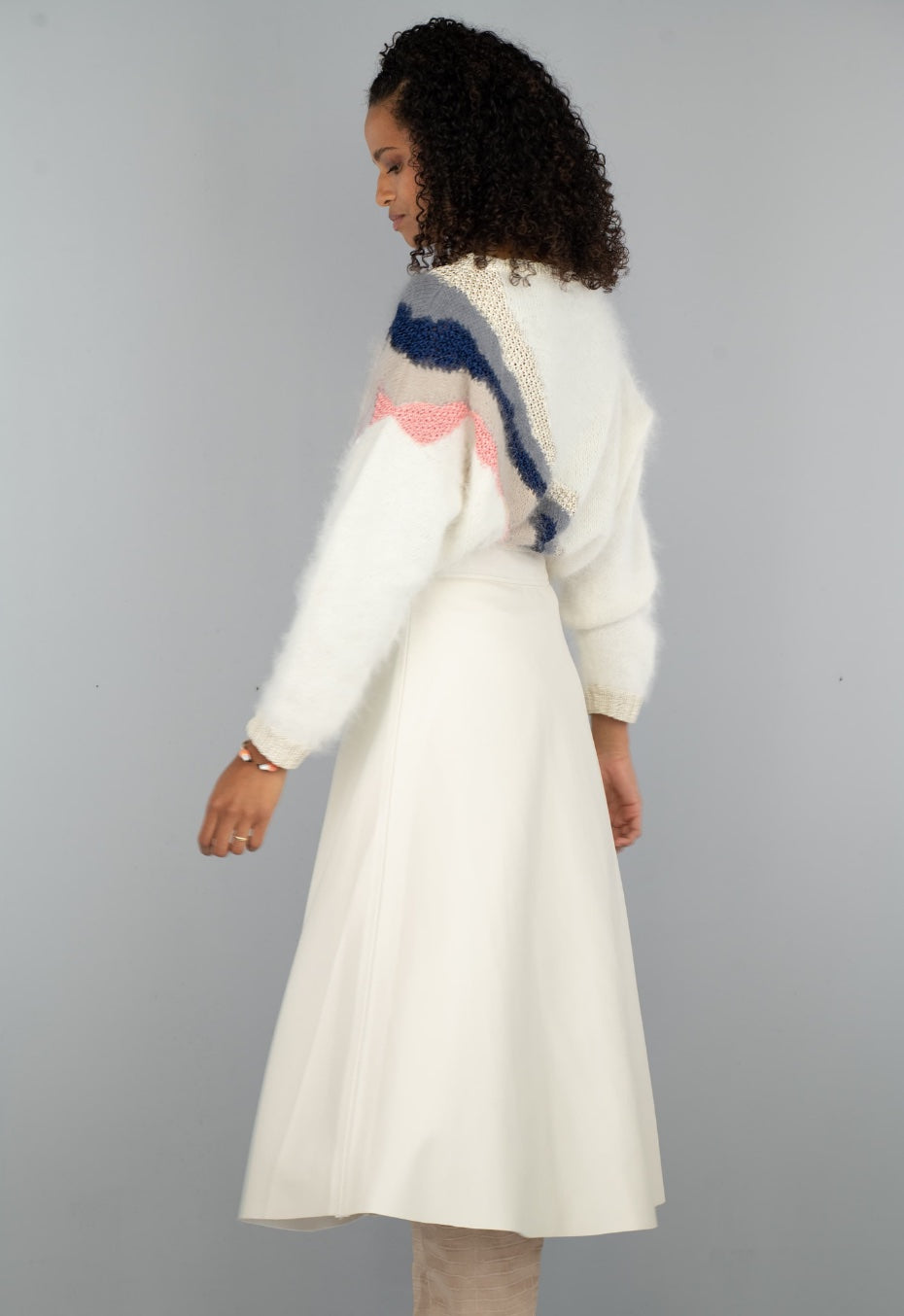 Annyblatt Gloria kit maglione angora jacquard beige rosato