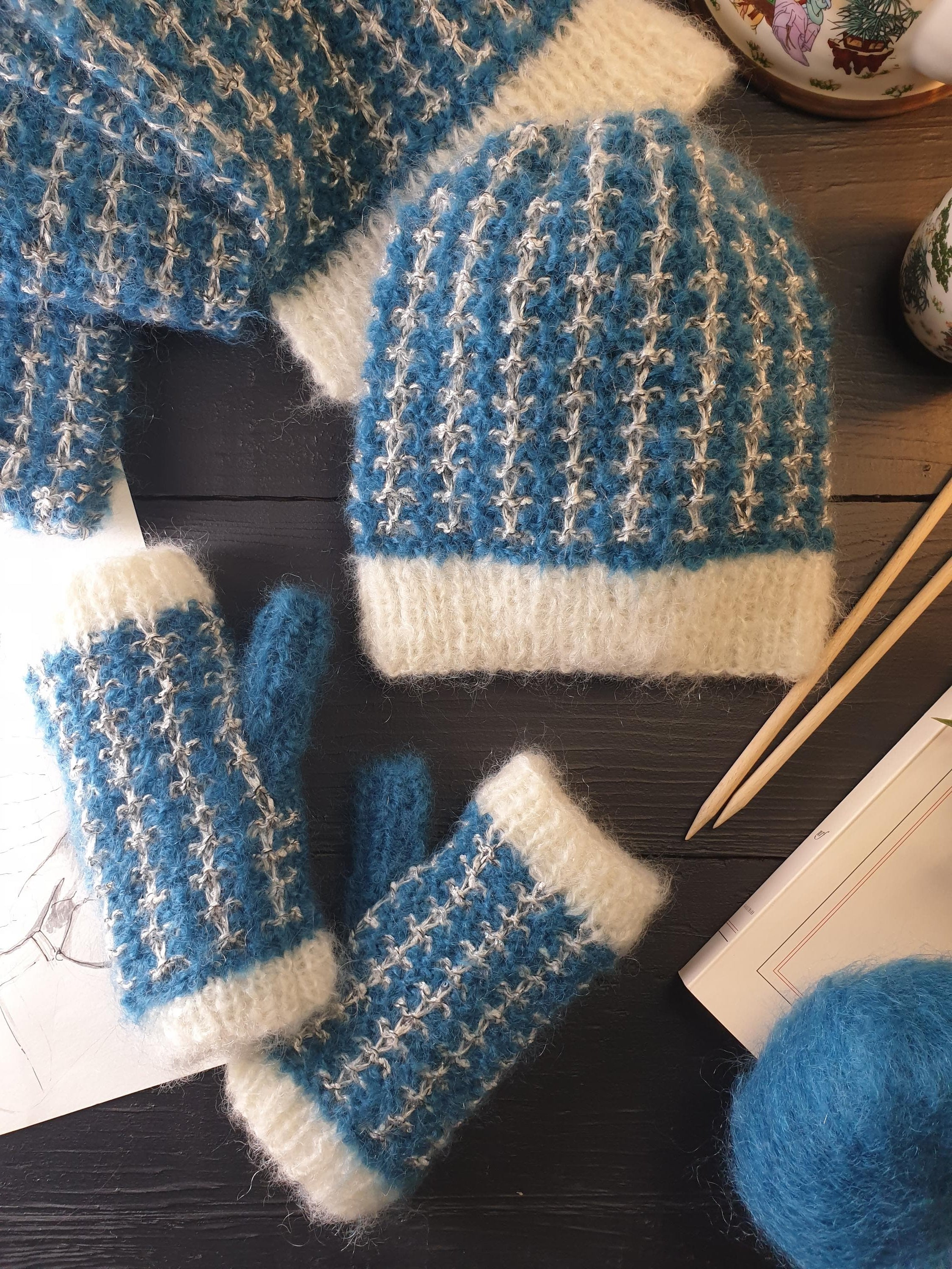 Annyblatt Chamonix cappello e muffole kit maglia mohair