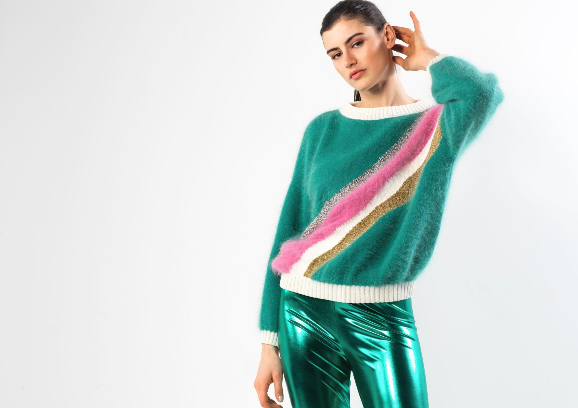 Annyblatt Gloria pullover donna angora nero glicine