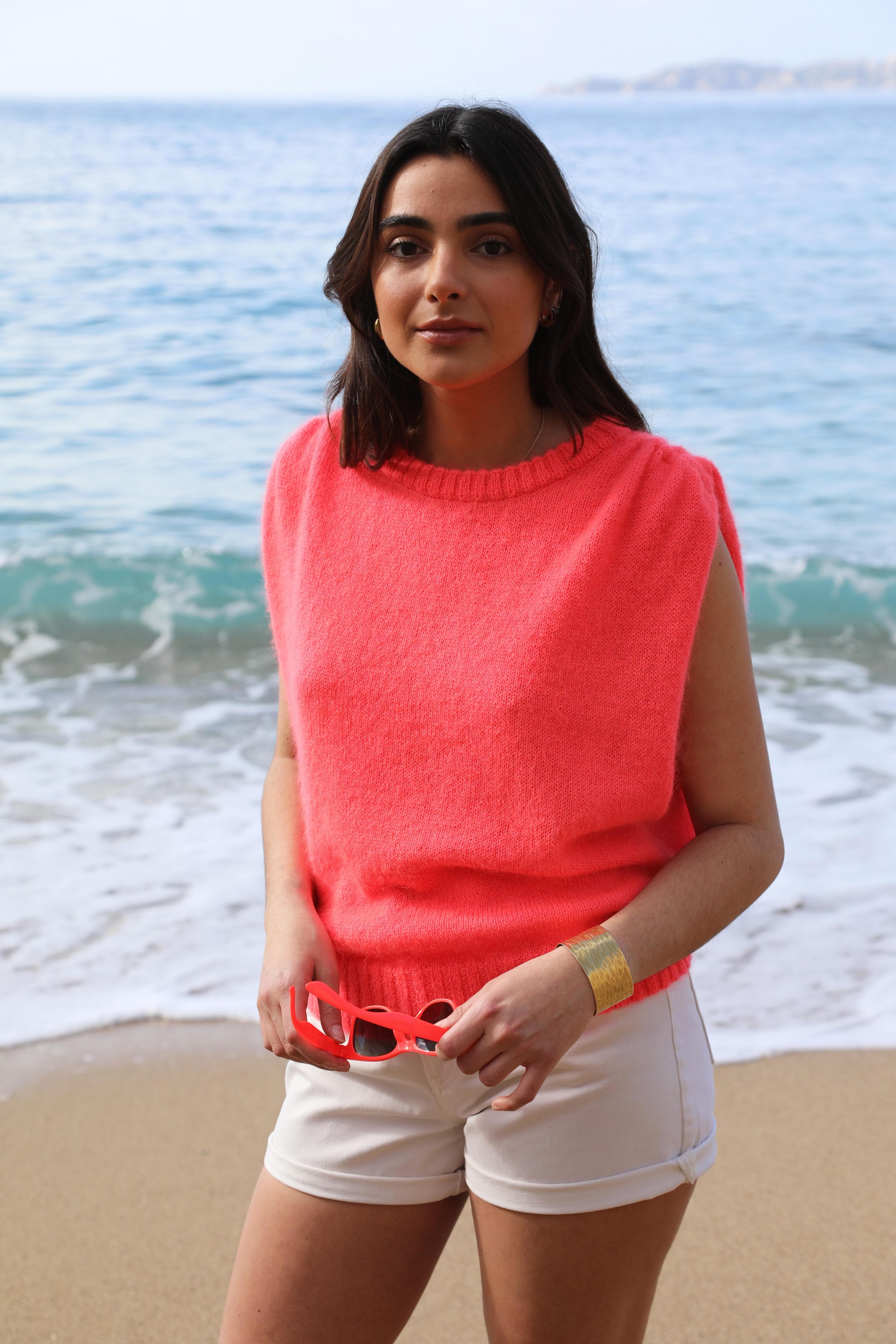 Anny Blatt Pearl top maglia mohair senza maniche