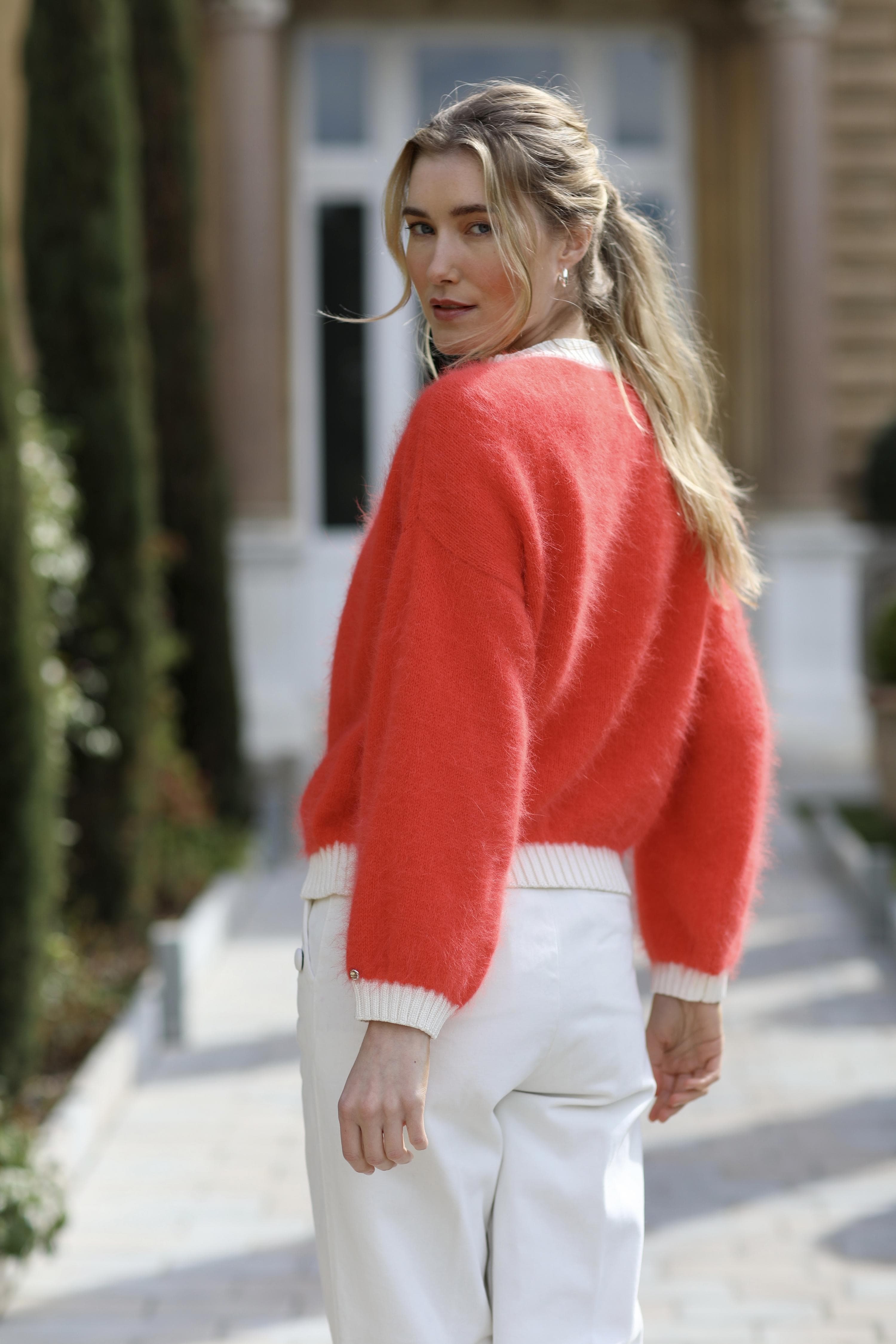 Anny Blatt Mila maglione angora donna corallo Capucine