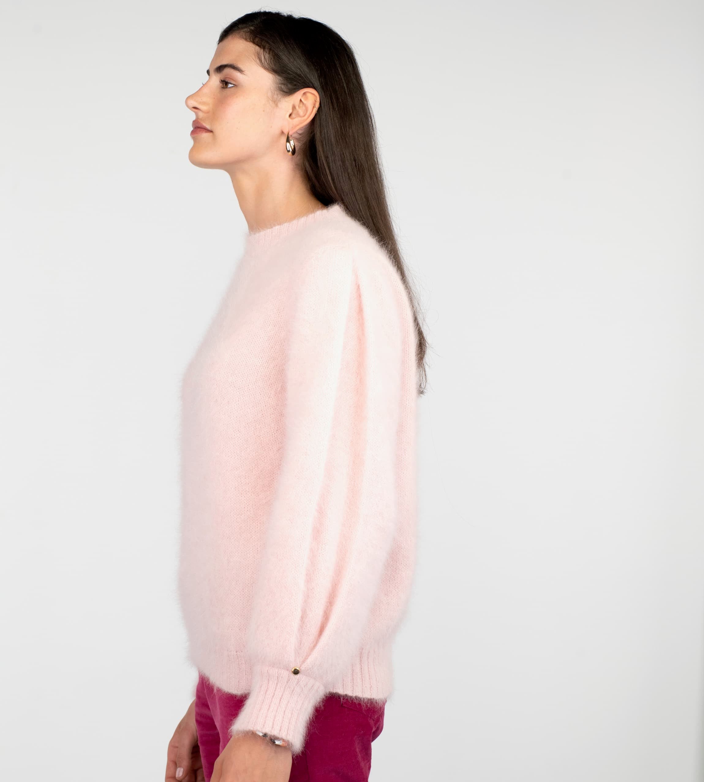 Anny Blatt Alix maglione angora rosa cipria merino