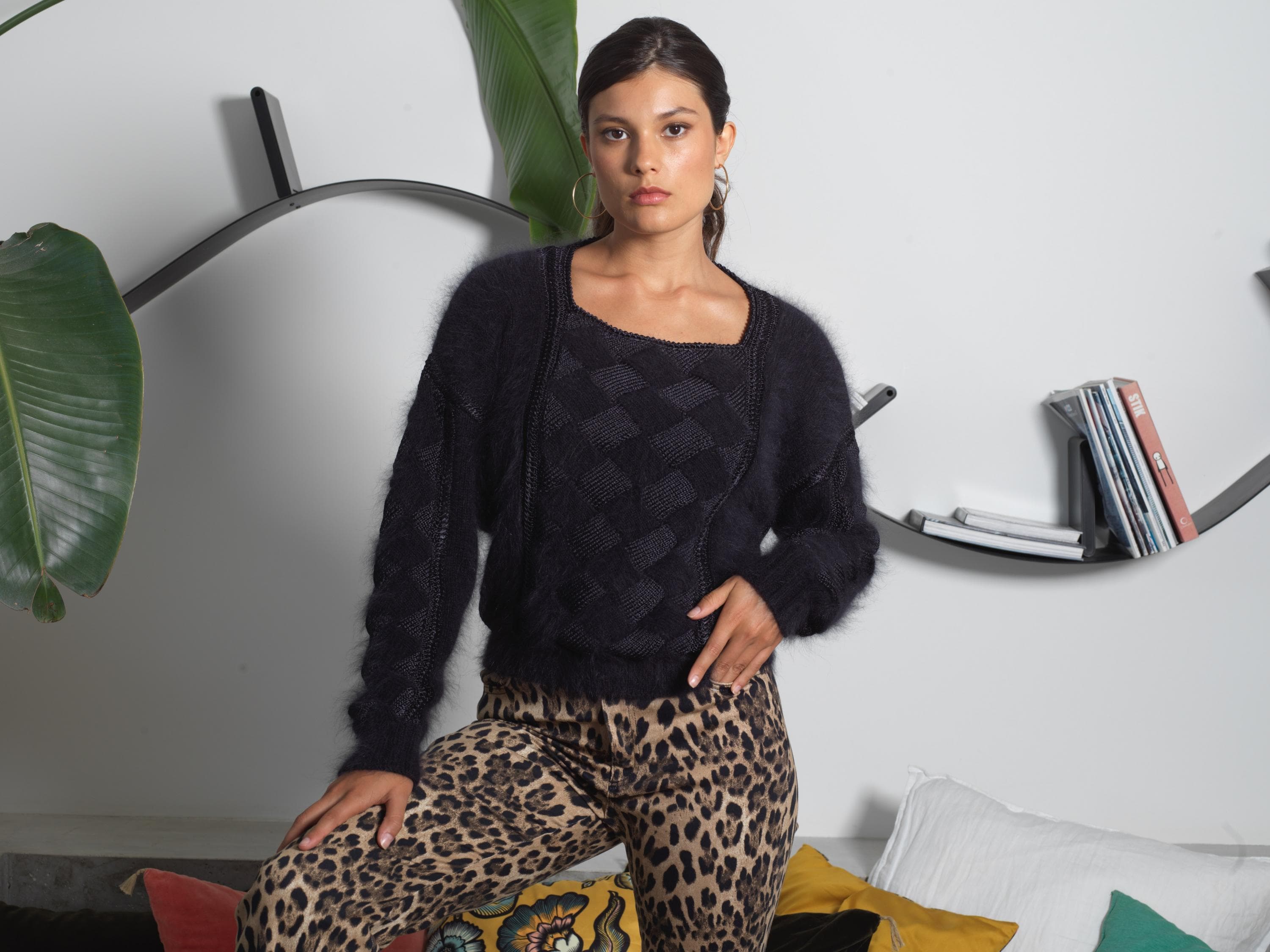 Annyblatt Angora Douceur Linda kit maglia S nero angora