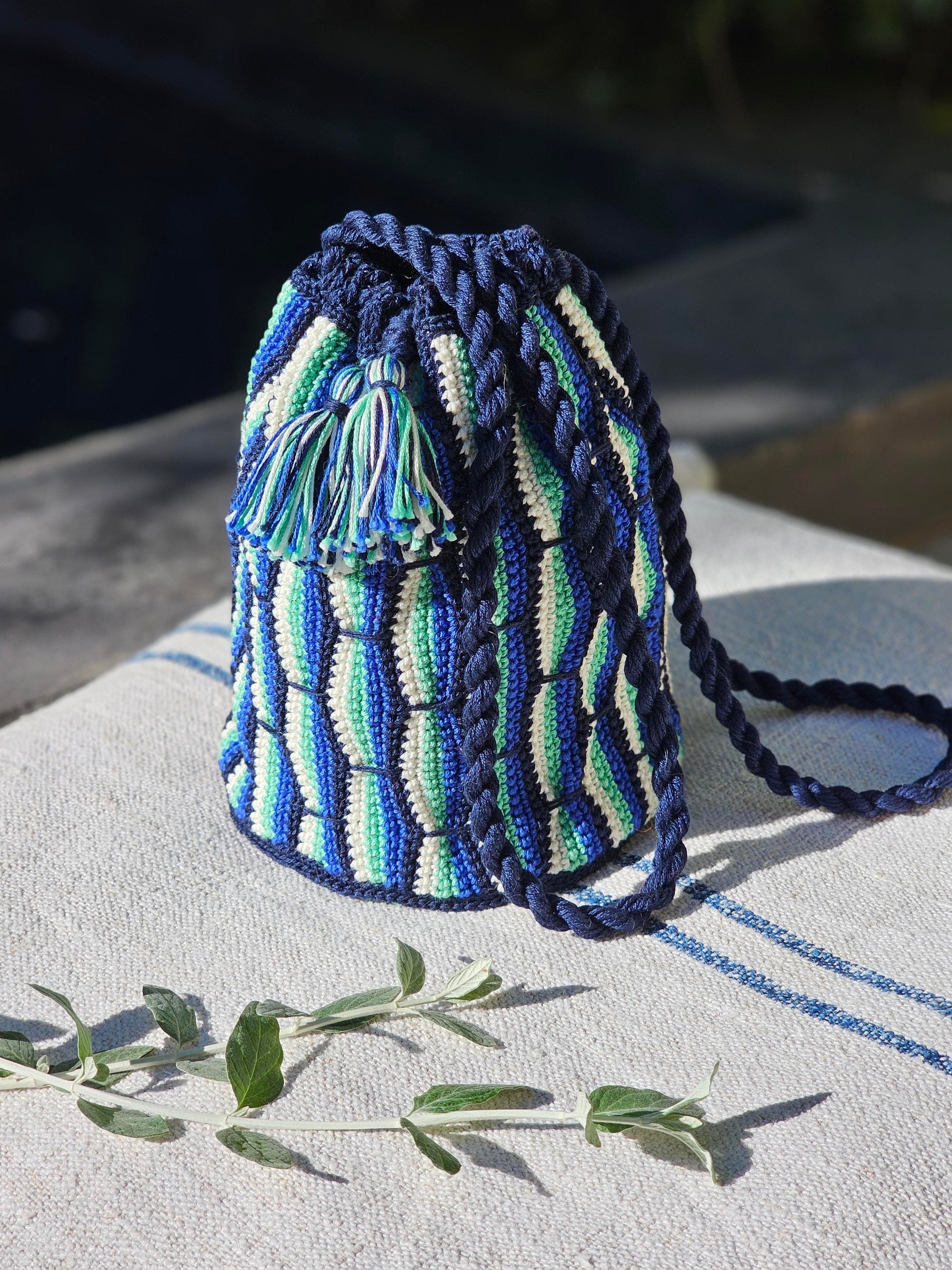 Anny Blatt Ellen kit uncinetto blu e verde cotone