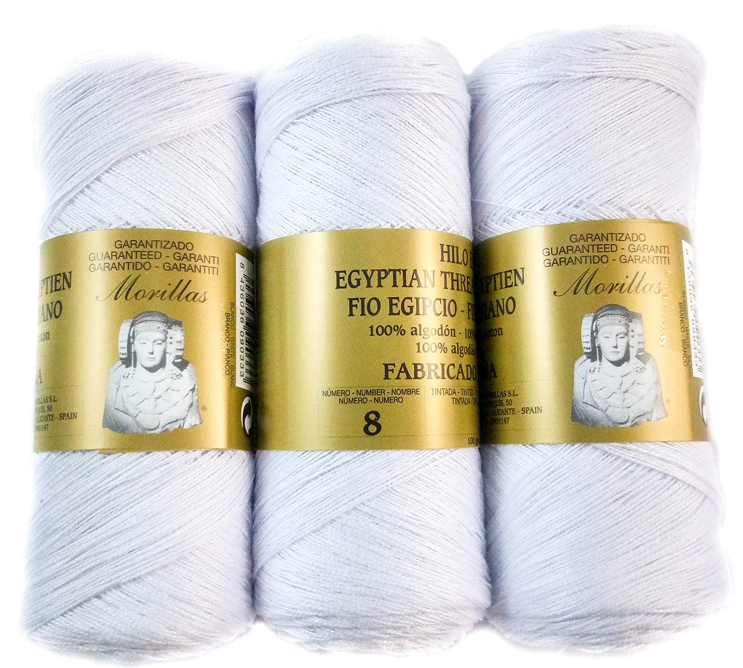Morillas Zepelines Ne 8/2 filo di cotone bianco blu 3x100 g mercerizzato