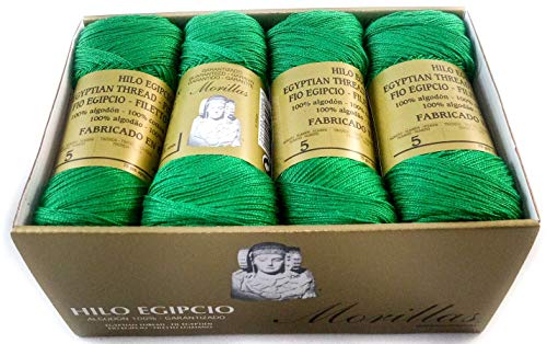 Morillas Zepelines Ne 5/2 cotone perlato verde 12 x8 tinta unita