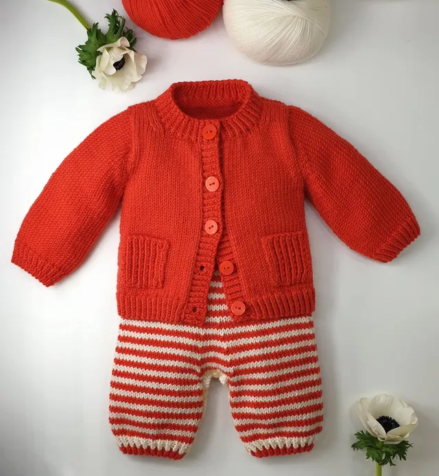 Anny Blatt Kaki cardigan neonato merinos rosso