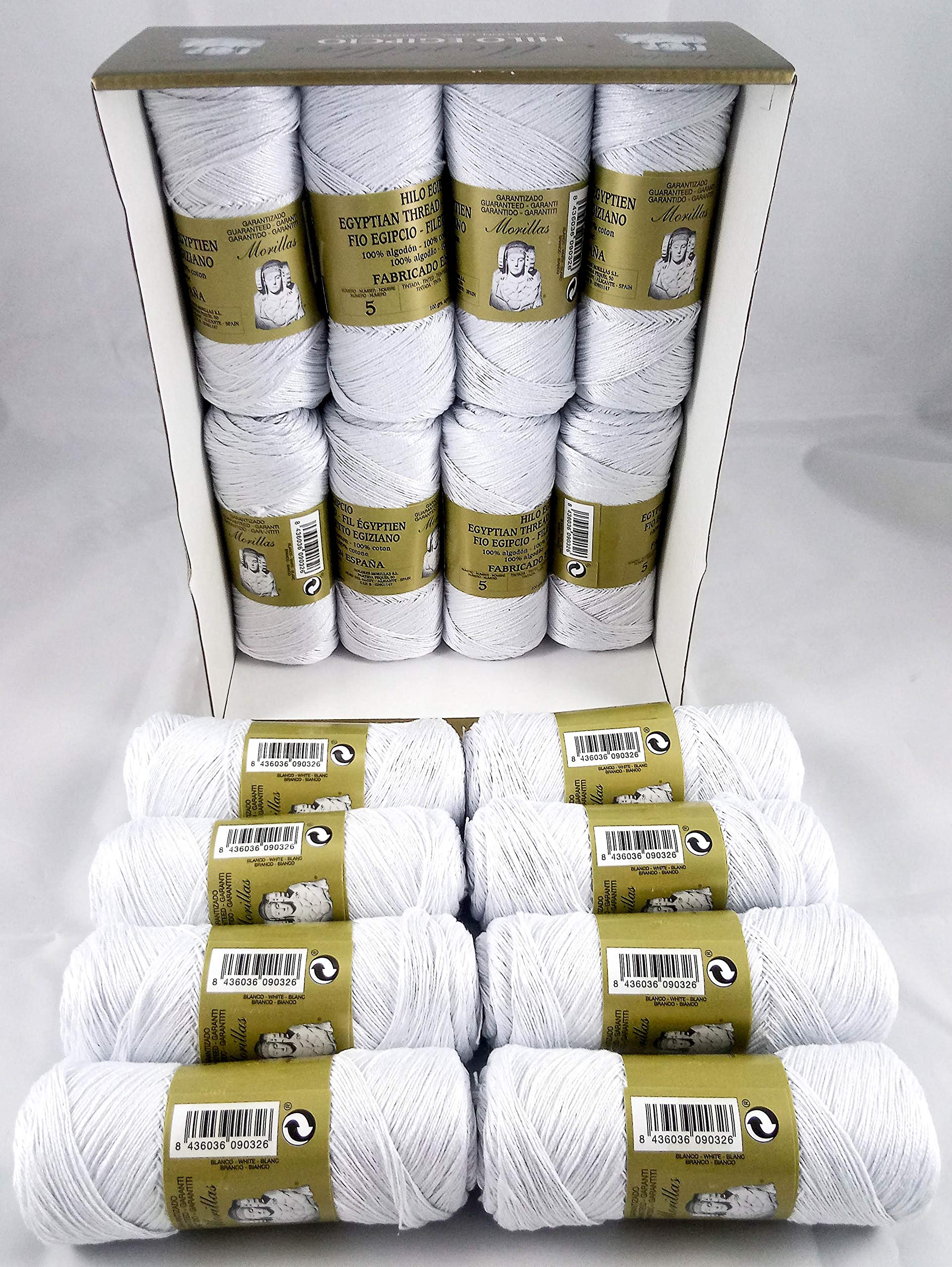 Morillas Zepelines Ne 5/2 filato cotone bianco punto blu 16 pezzi