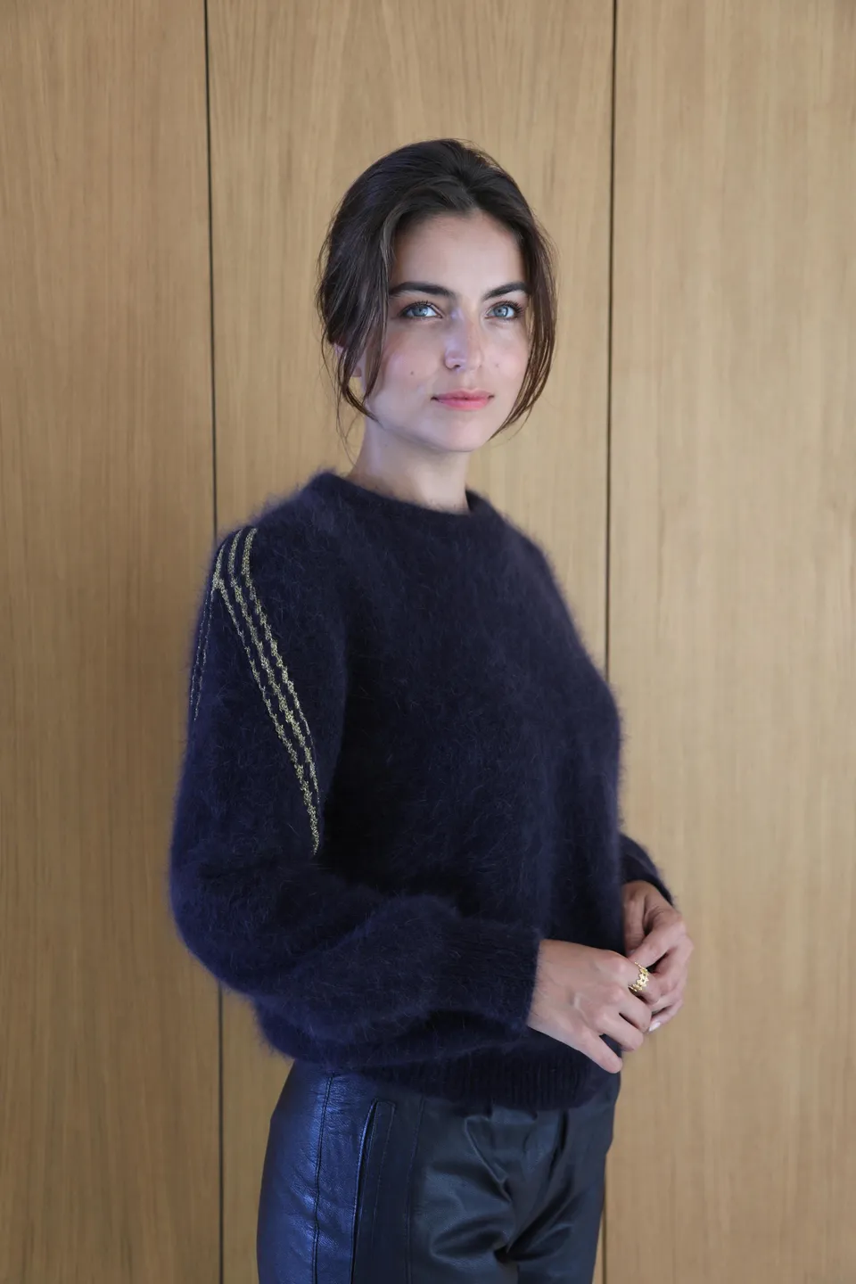 Anny Blatt Mona kit maglia pull angora nero oro