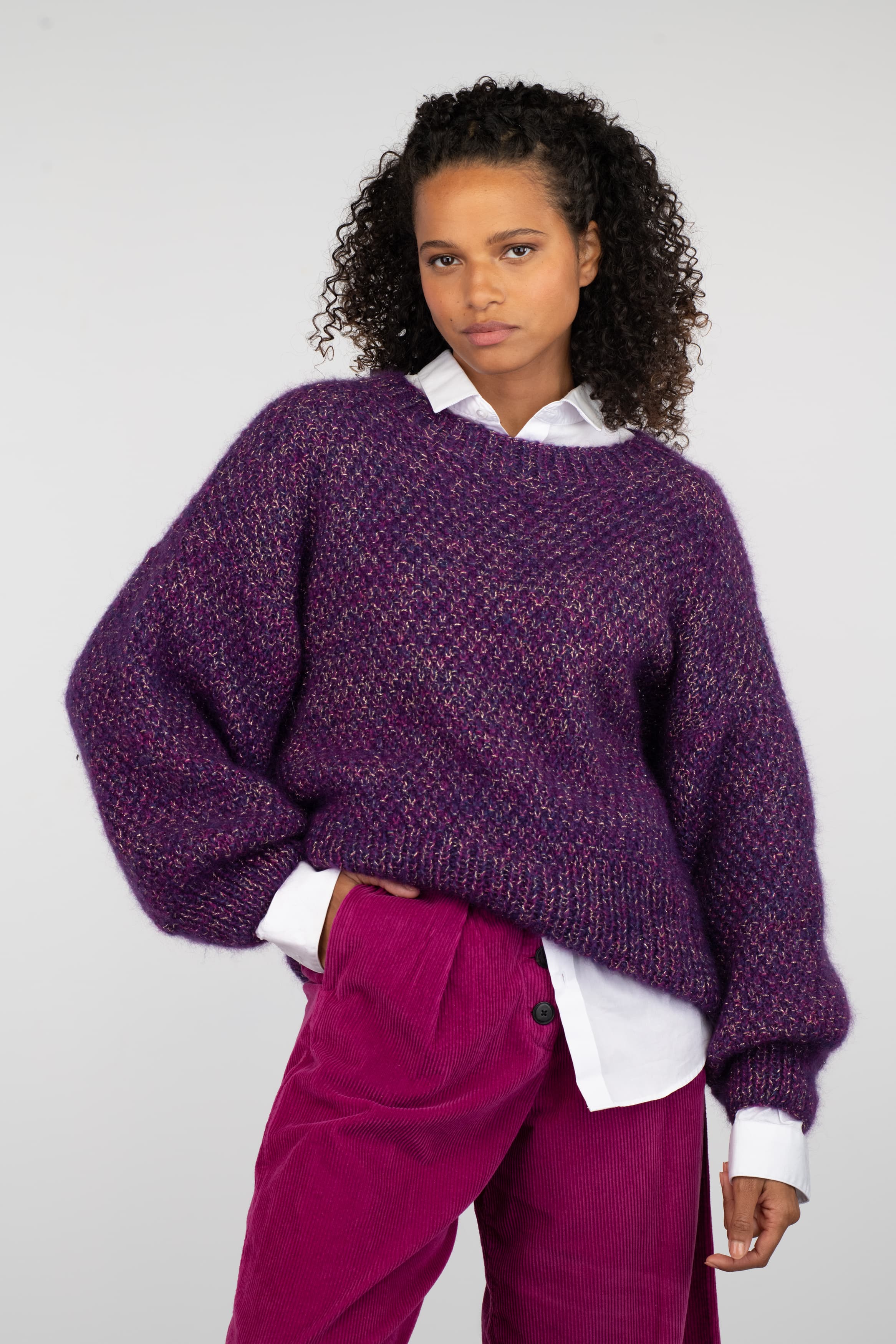 Annyblatt Betty kit maglia pullover mohair violine