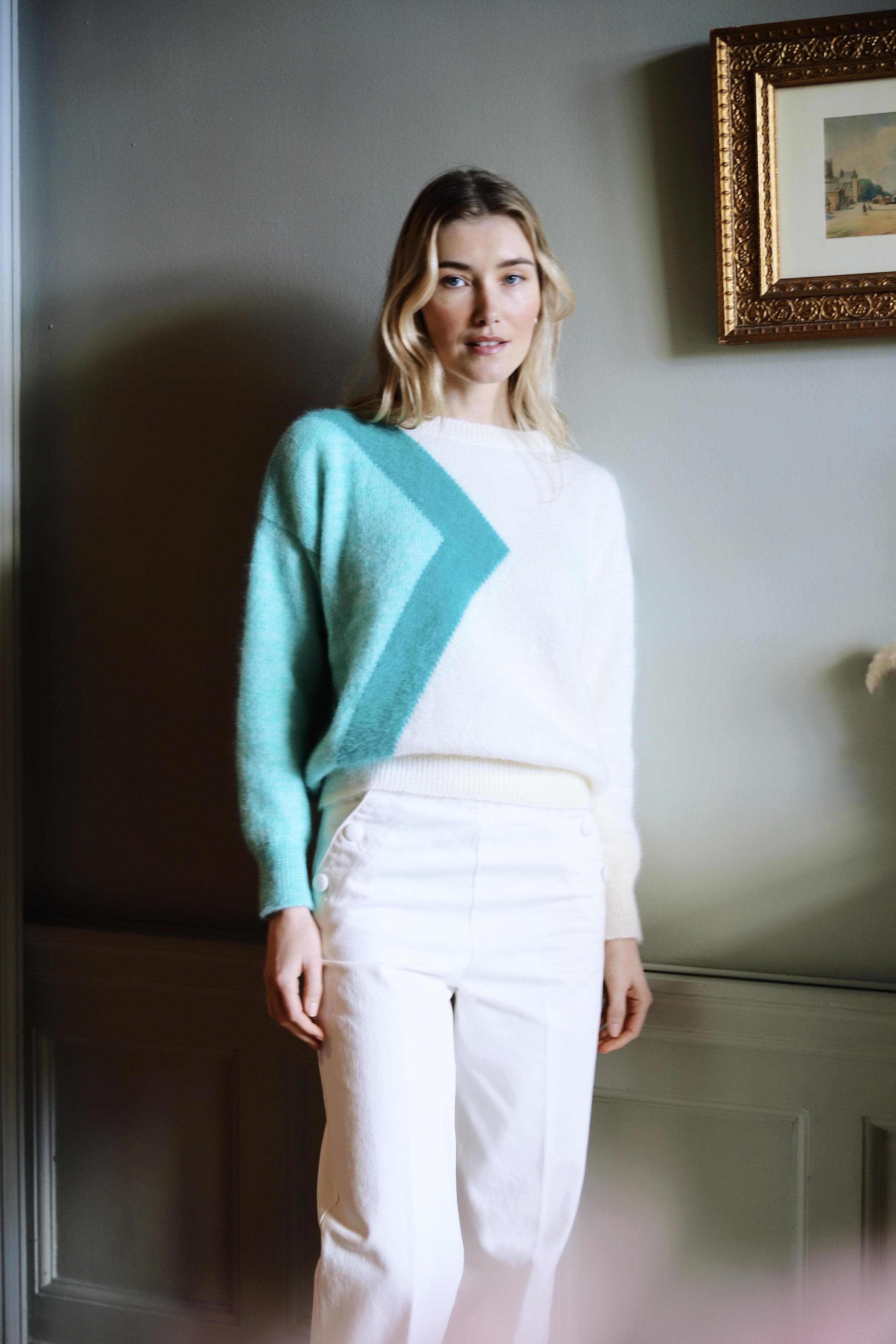 Anny Blatt Billie Menthe maglione mohair angora