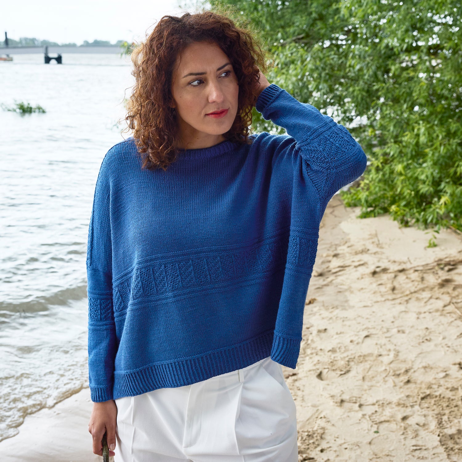 Rosy Green Wool Dieci schema maglione oversize