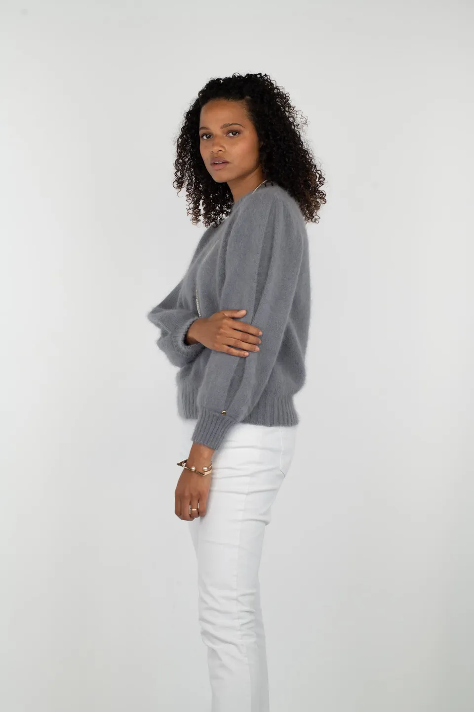 Anny Blatt Alix maglione angora donna grigio Cumulus
