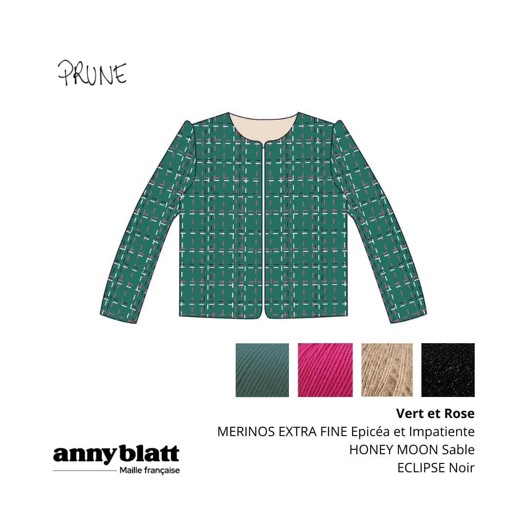 Anny Blatt Prune kit giacca maglia lana merinos