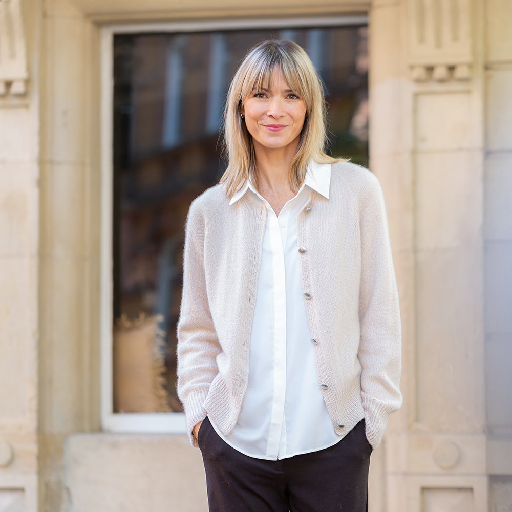 Pascuali Velvet Line Cardigan schema maglia cashmere top-down