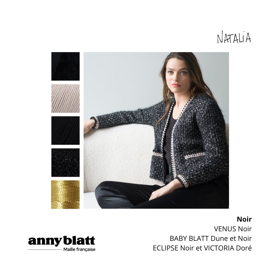 Anny Blatt Natalia kit maglia giacca taglia M nero mohair