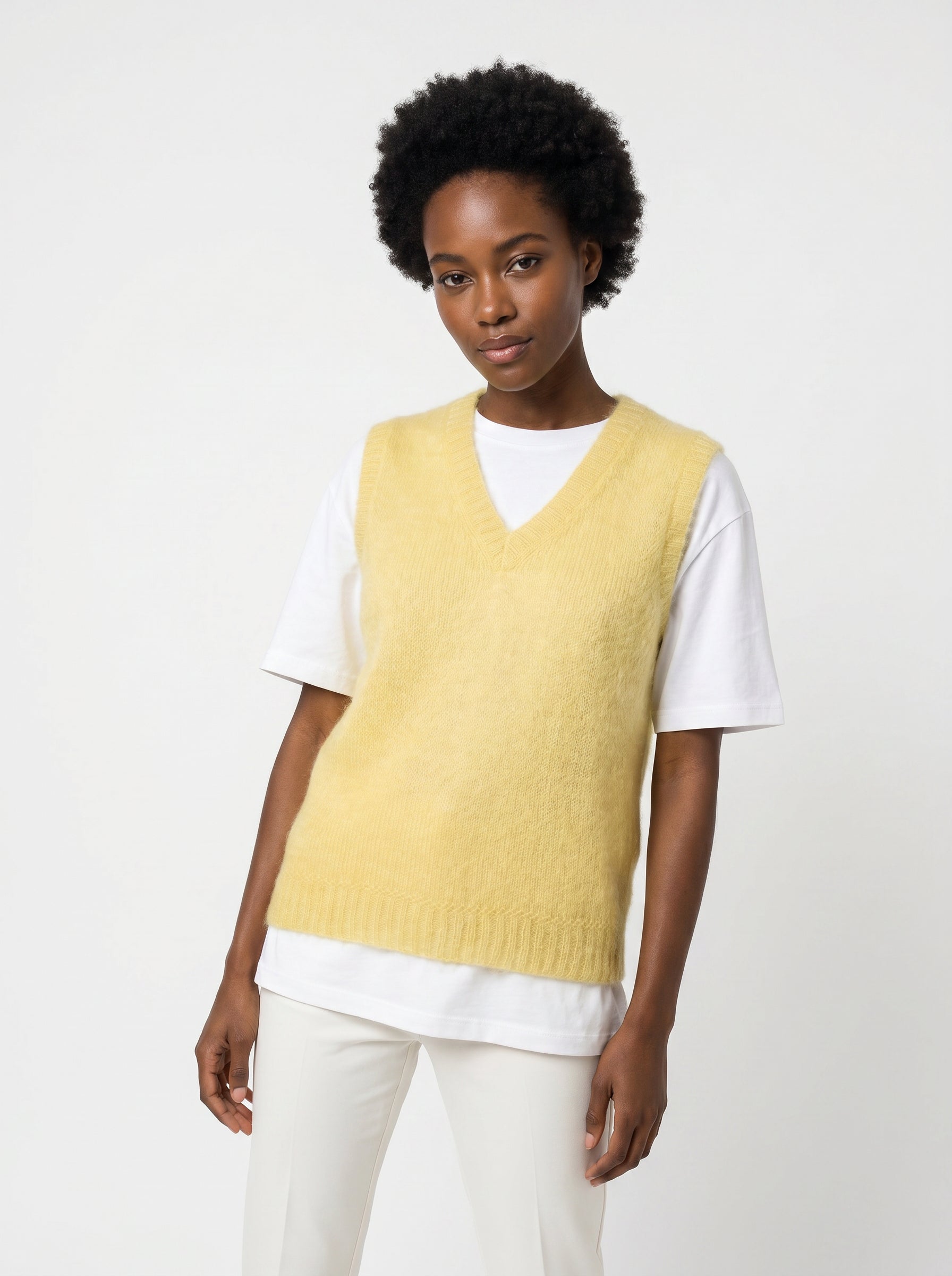 Anny Blatt Eulalie top mohair seta citronnade taglia S