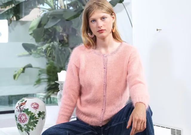 Anny Blatt Clarisse kit cardigan angora unito
