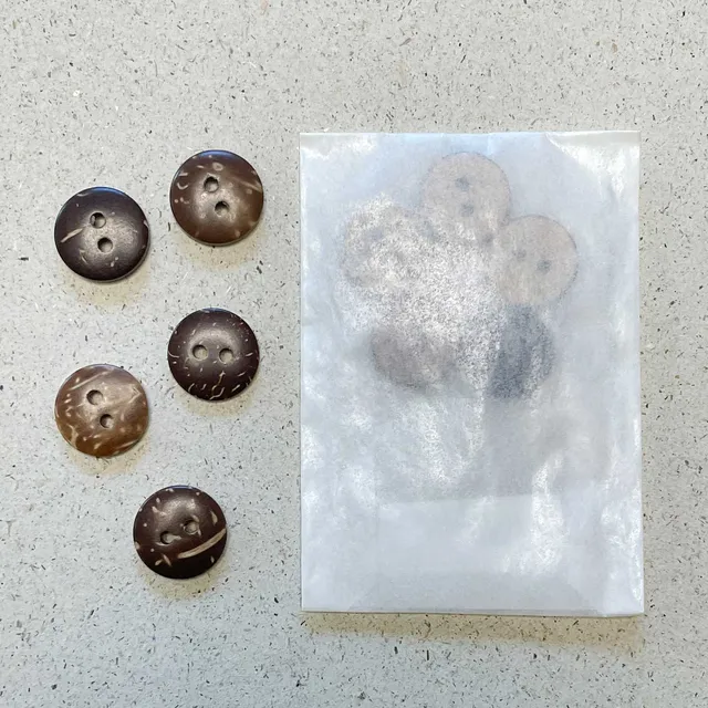 Pascuali bottoni cocco set 5 pezzi marroni opachi