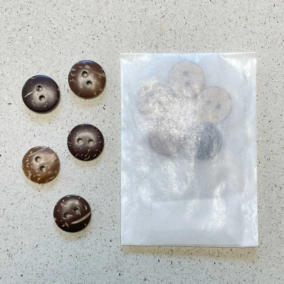 Pascuali bottoni cocco set 5 pezzi marroni opachi