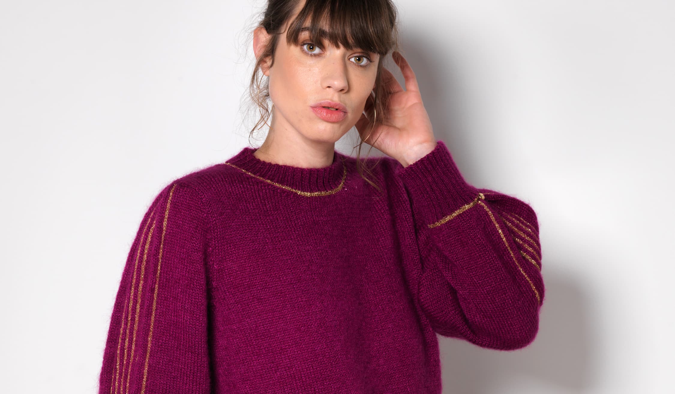 Anny Blatt Alix maglione mohair seta con filo oro