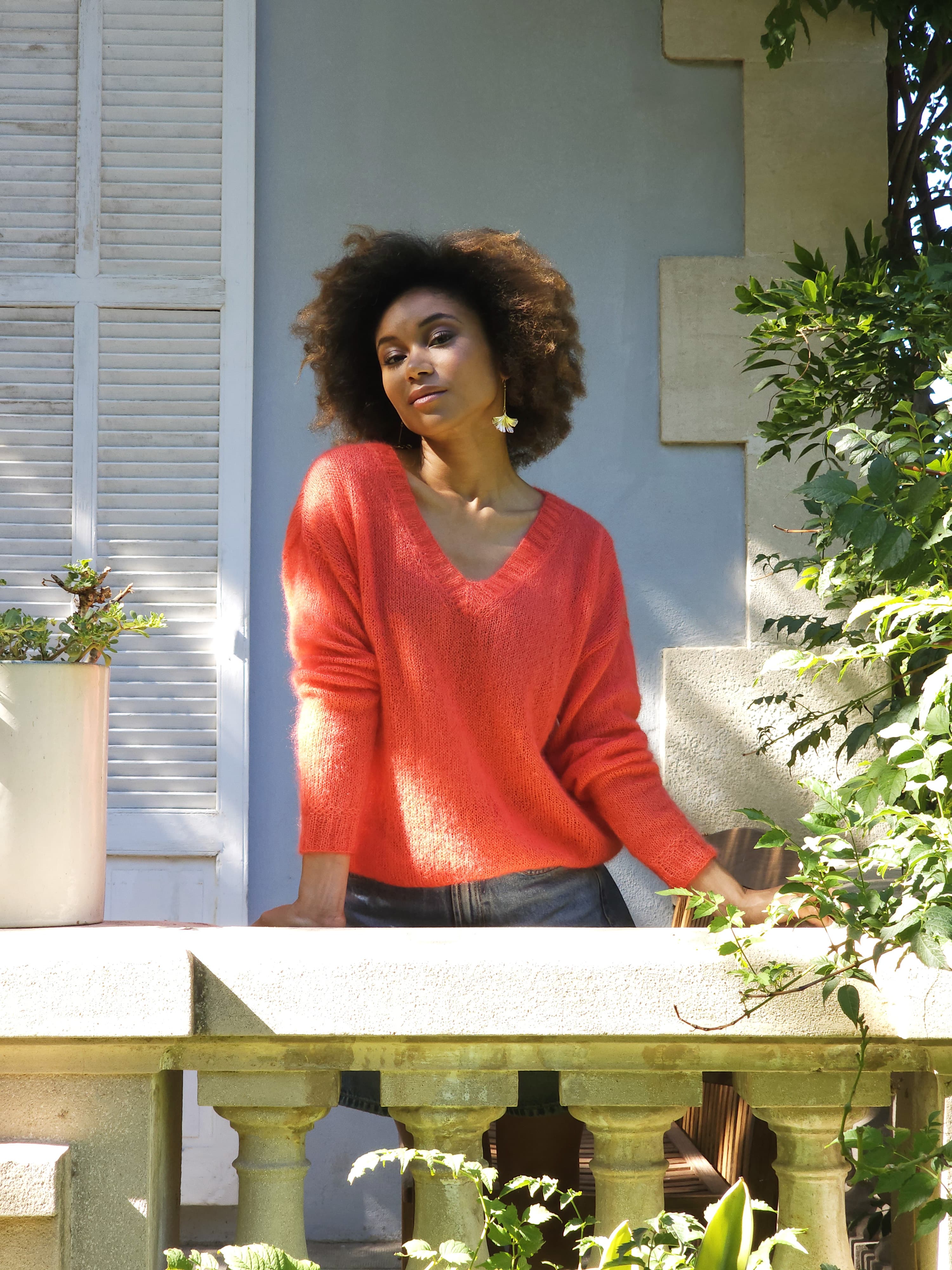Annyblatt Olivia kit maglia pullover scollo V capucine