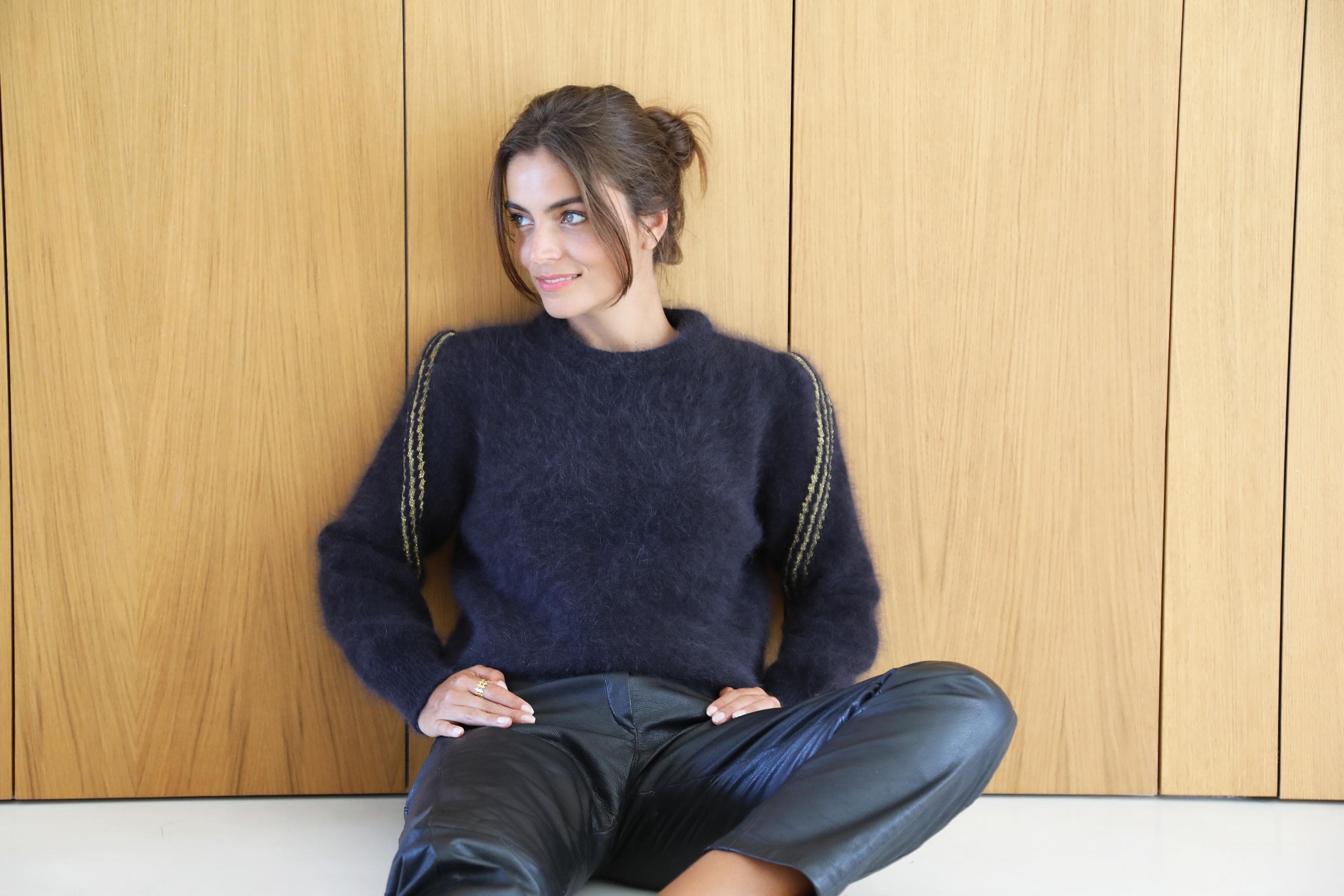 Anny Blatt Mona kit maglia pull angora nero oro