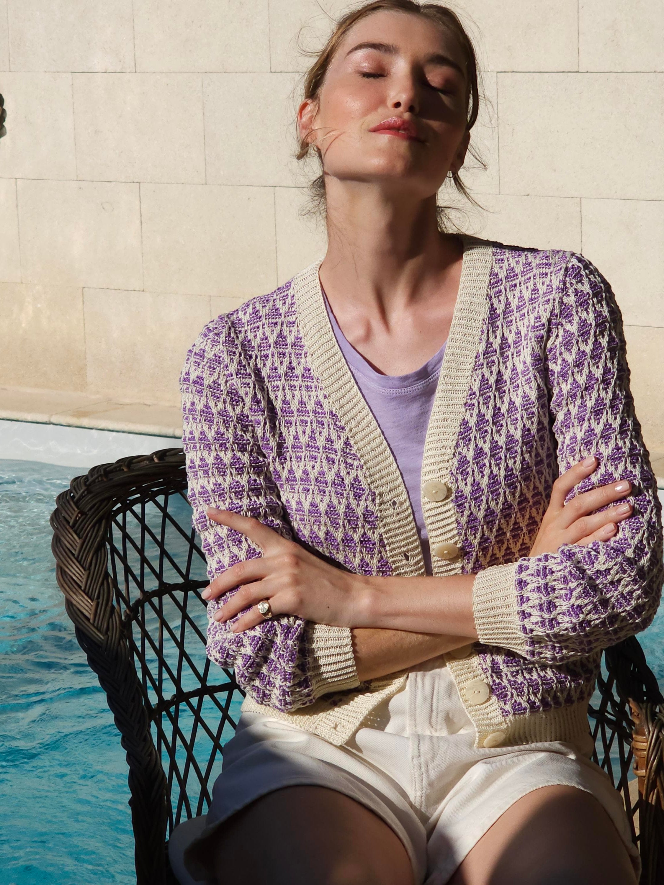 Annyblatt Mirka gilet kit maglia cotone jacquard