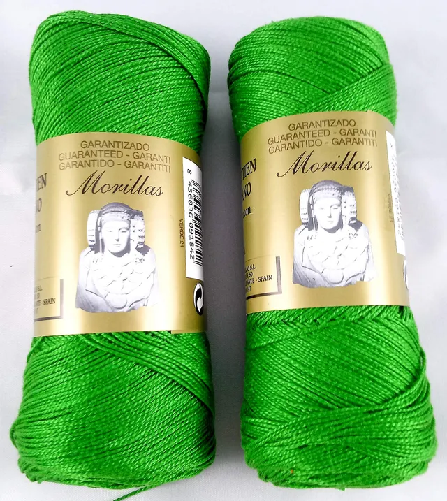 Morillas Zepelines Ne 5/2 cotone perlato verde 21 x2 tinta unita