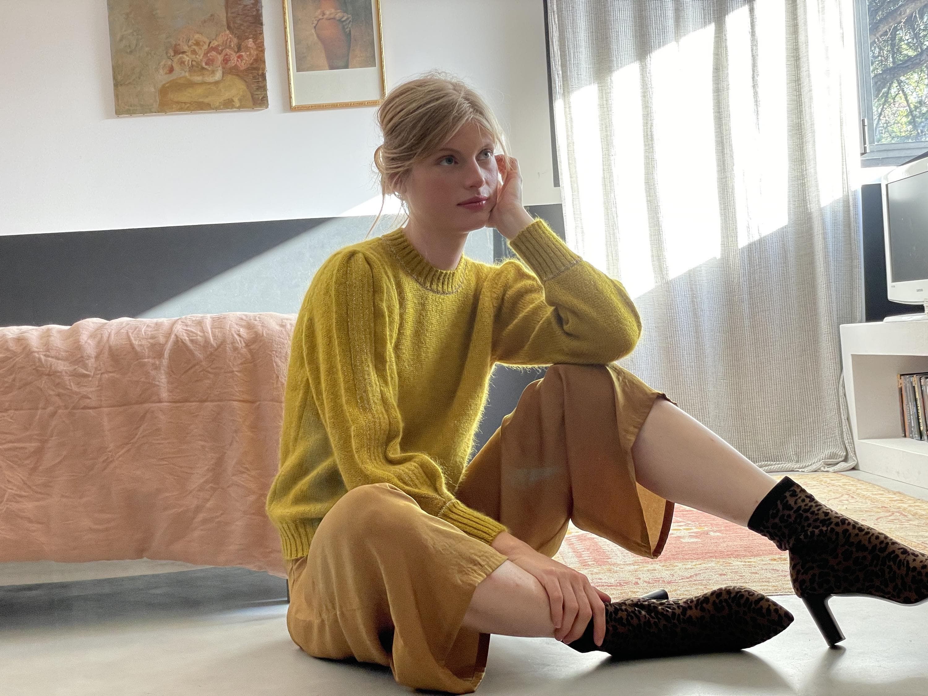 Anny Blatt Alix maglione mohair seta con filo oro