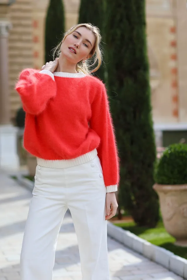 Anny Blatt Mila maglione angora donna corallo Capucine
