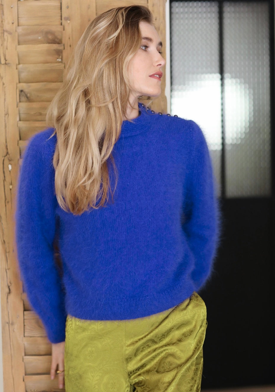 Anny Blatt Vivienne pull angora blu S