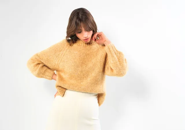 Anny Blatt Shery kit maglia pull mohair ambra