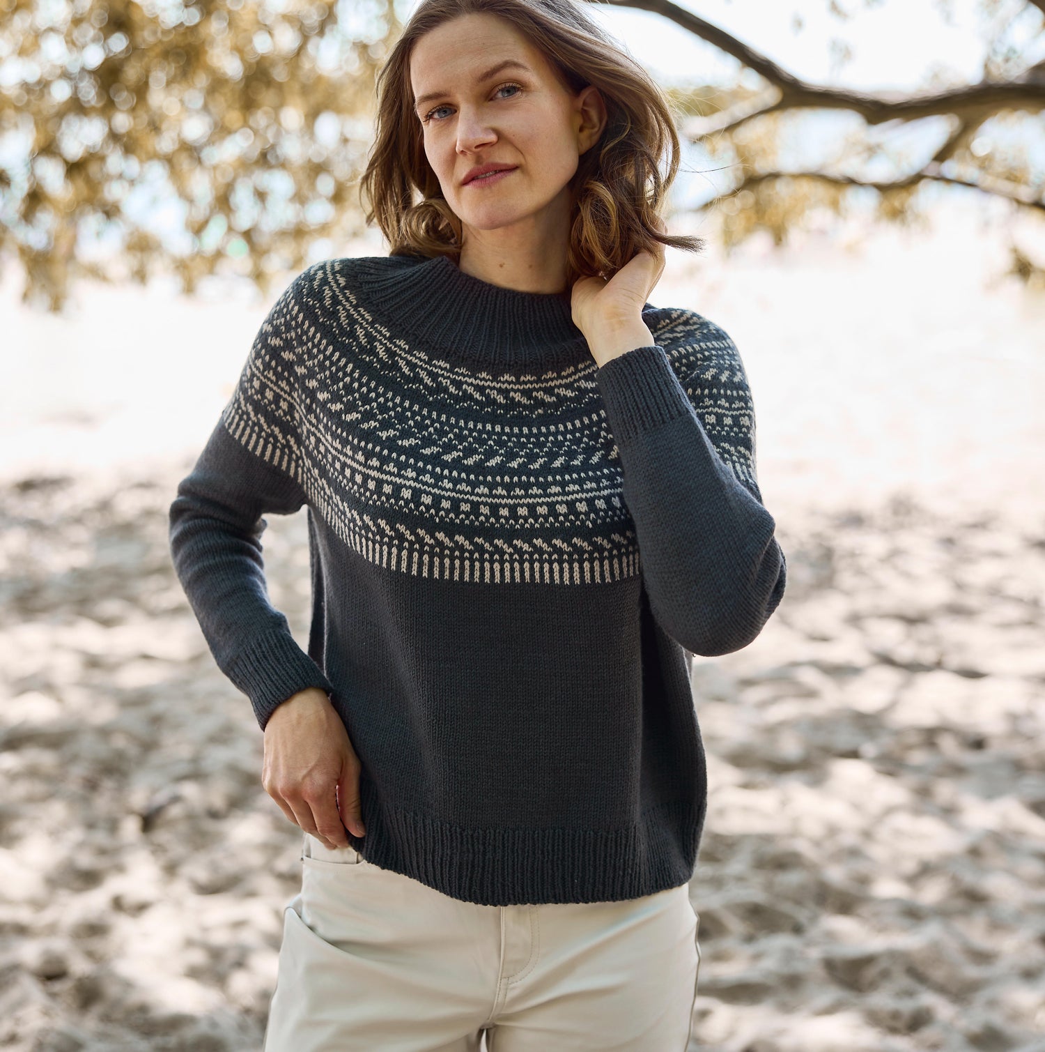 Rosy Green Wool Calma schema maglione jacquard