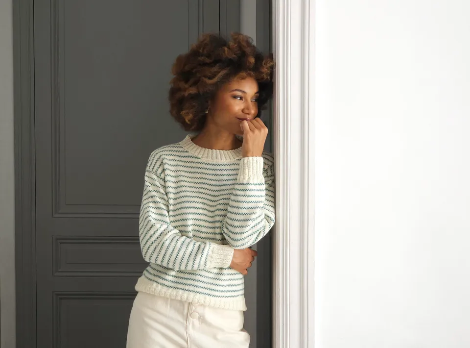 Anny Blatt Frances kit maglione merino naturale verde S