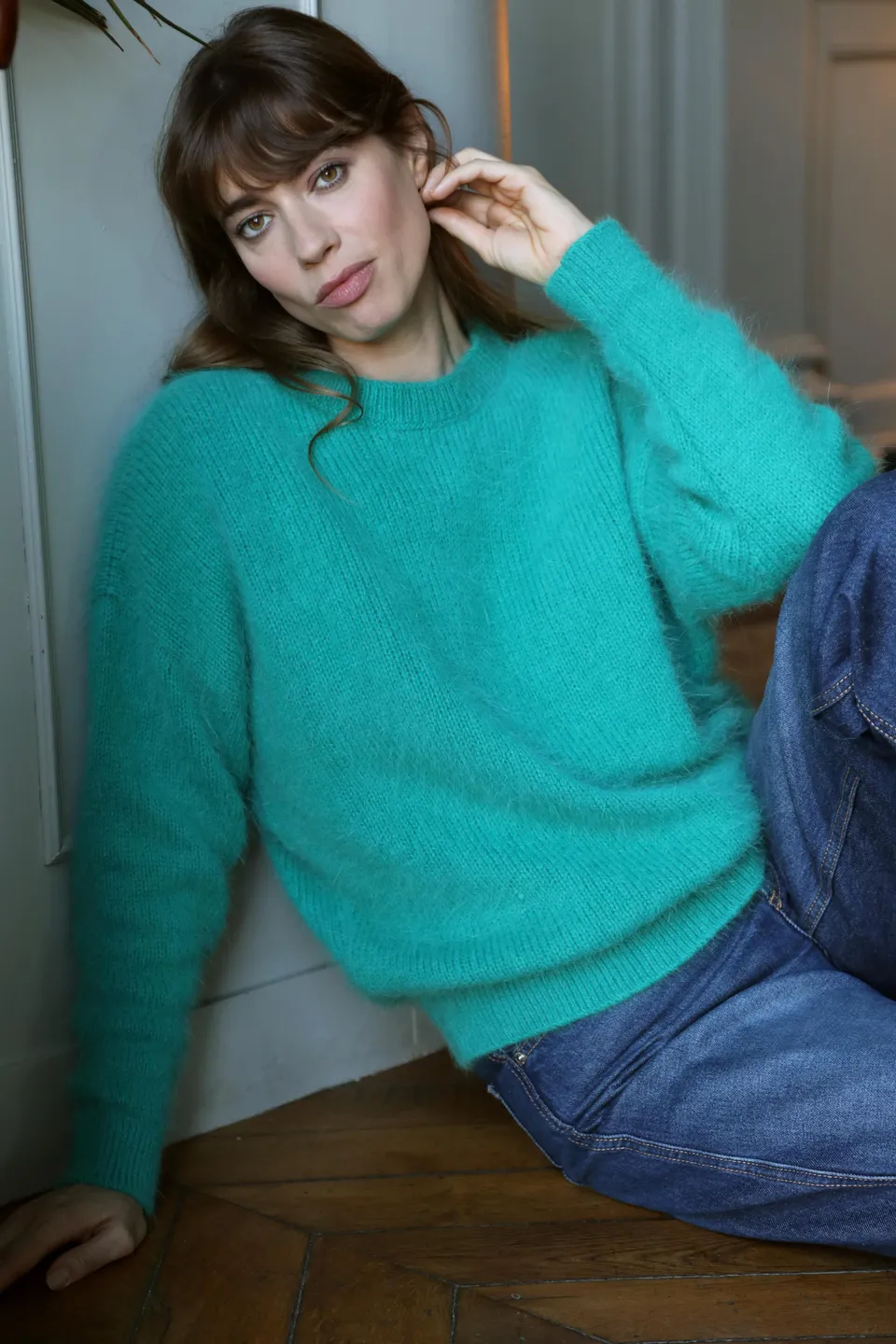 Anny Blatt Pipa maglione angora menta pelo leggero