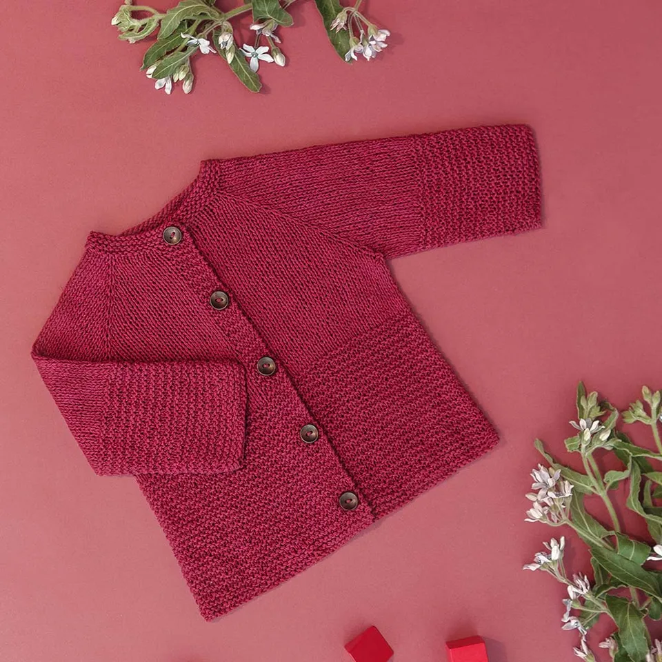 Pascuali Baby Cardigan Jacy schema maglia raglan top down
