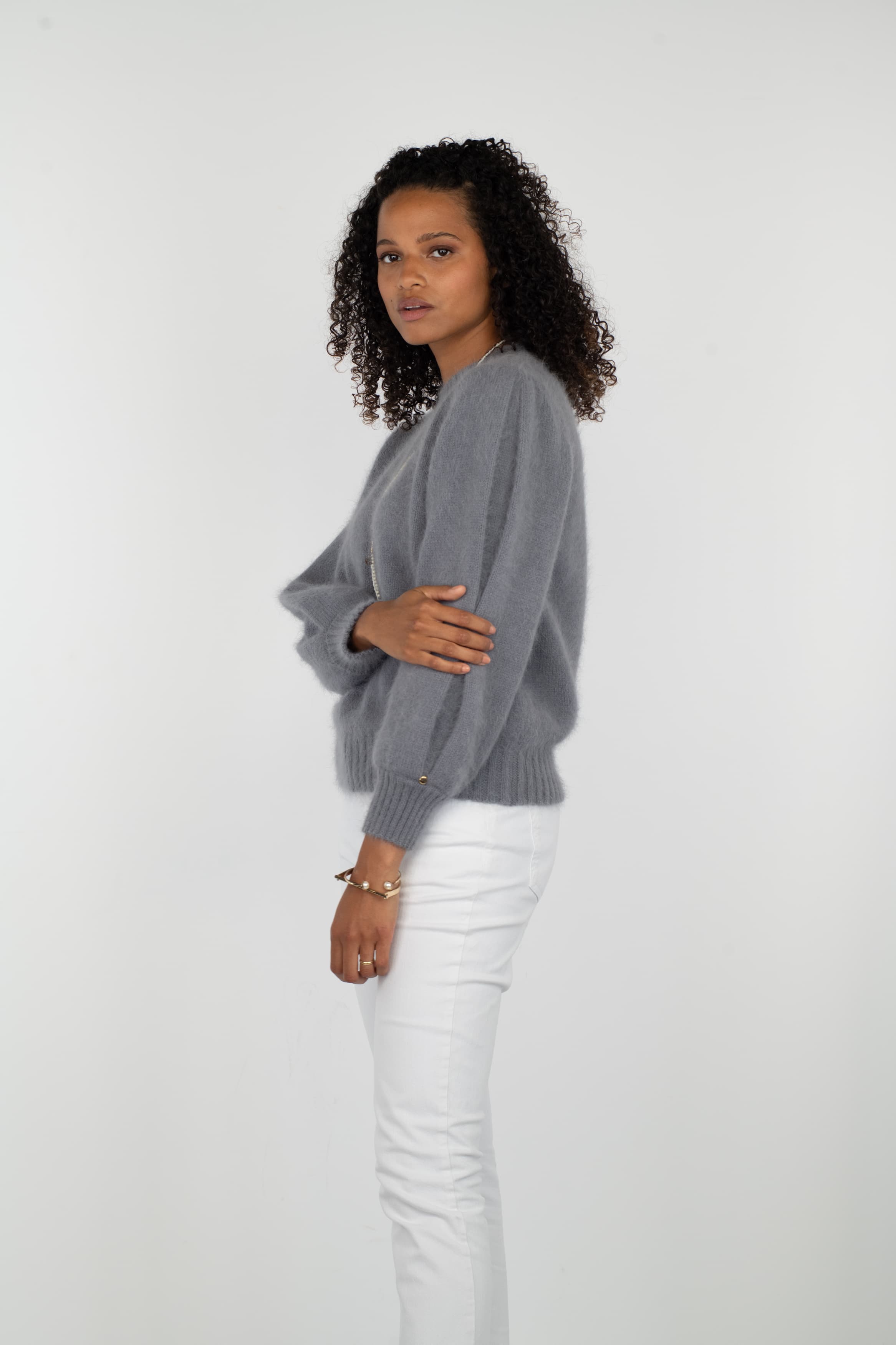 Anny Blatt Alix maglione angora donna grigio Cumulus