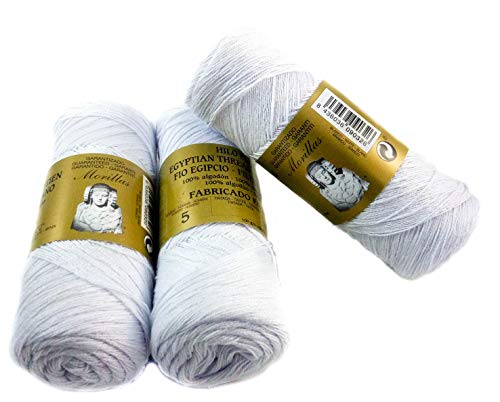 Morillas Zepelines Ne 5/2 cotone perlato bianco blu 3 gomitoli