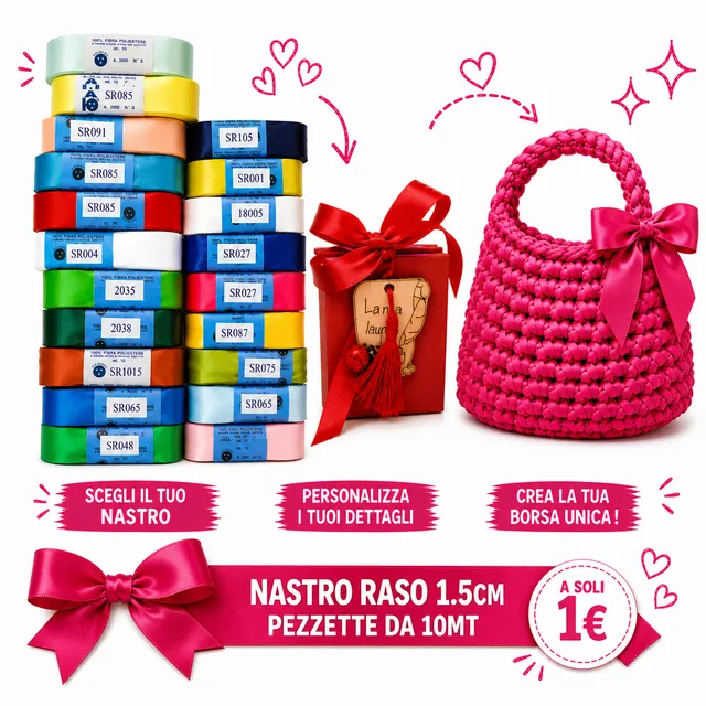 Il Filo di Arianna Nastro Raso per Borse 1,5 cm x 10 m