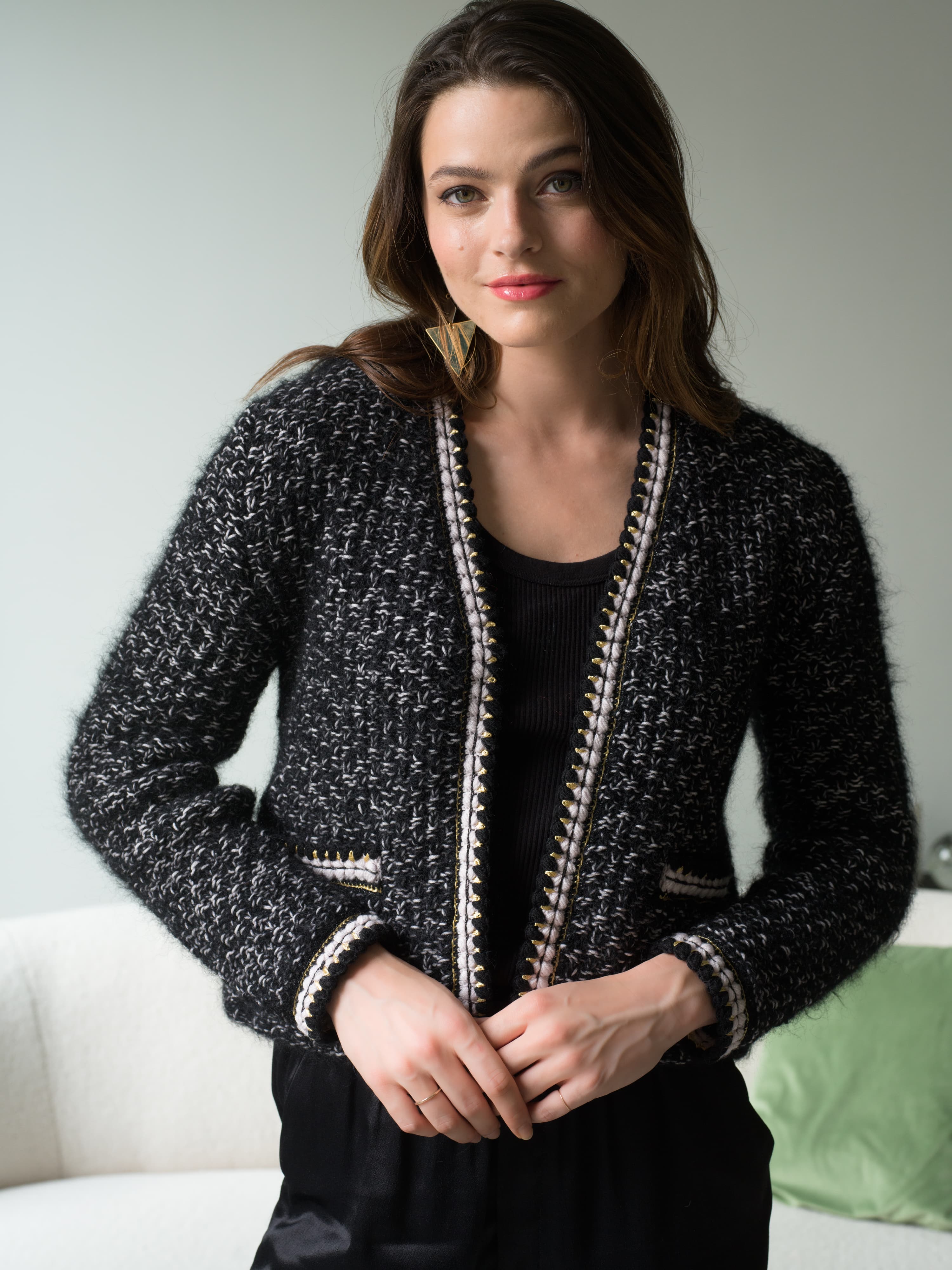 Anny Blatt Natalia kit maglia giacca taglia M nero mohair
