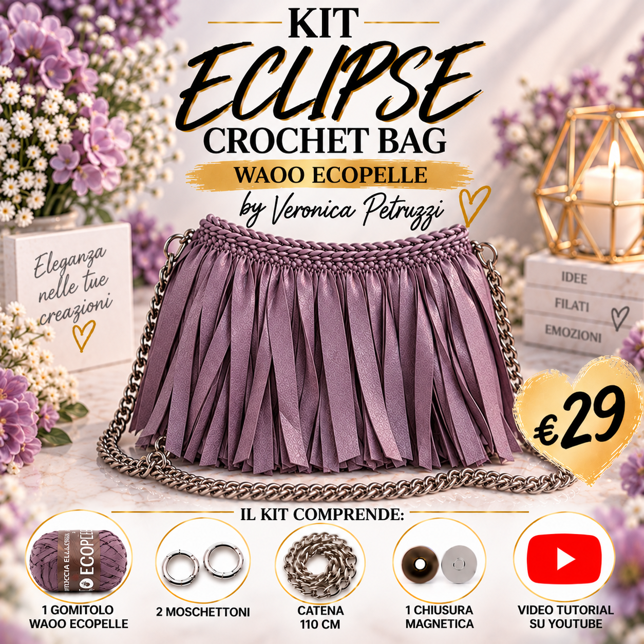 Il Filo di Arianna Kit Eclipse Crochet Bag borsa Carbon 09