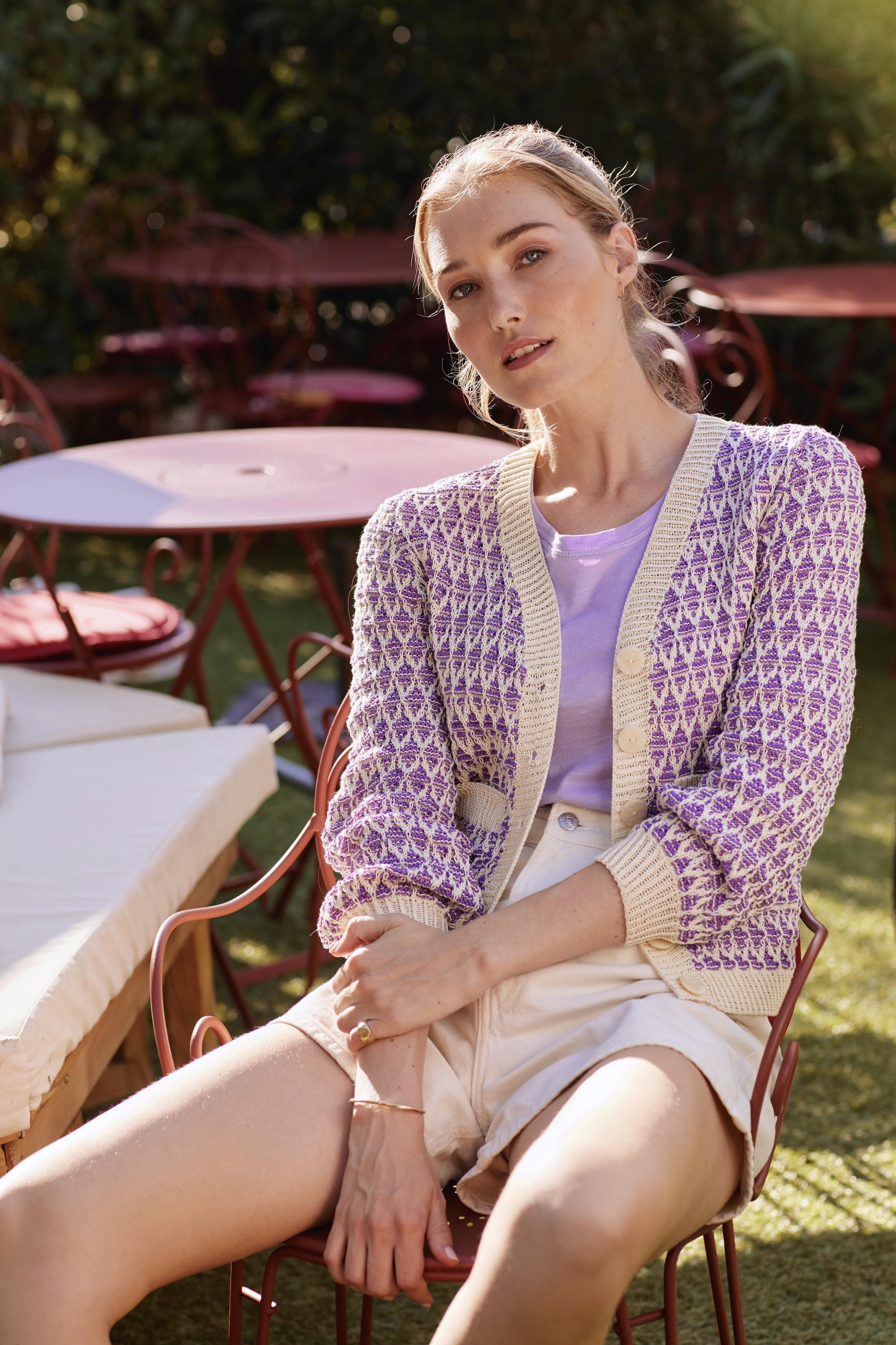 Annyblatt Mirka gilet kit maglia cotone jacquard