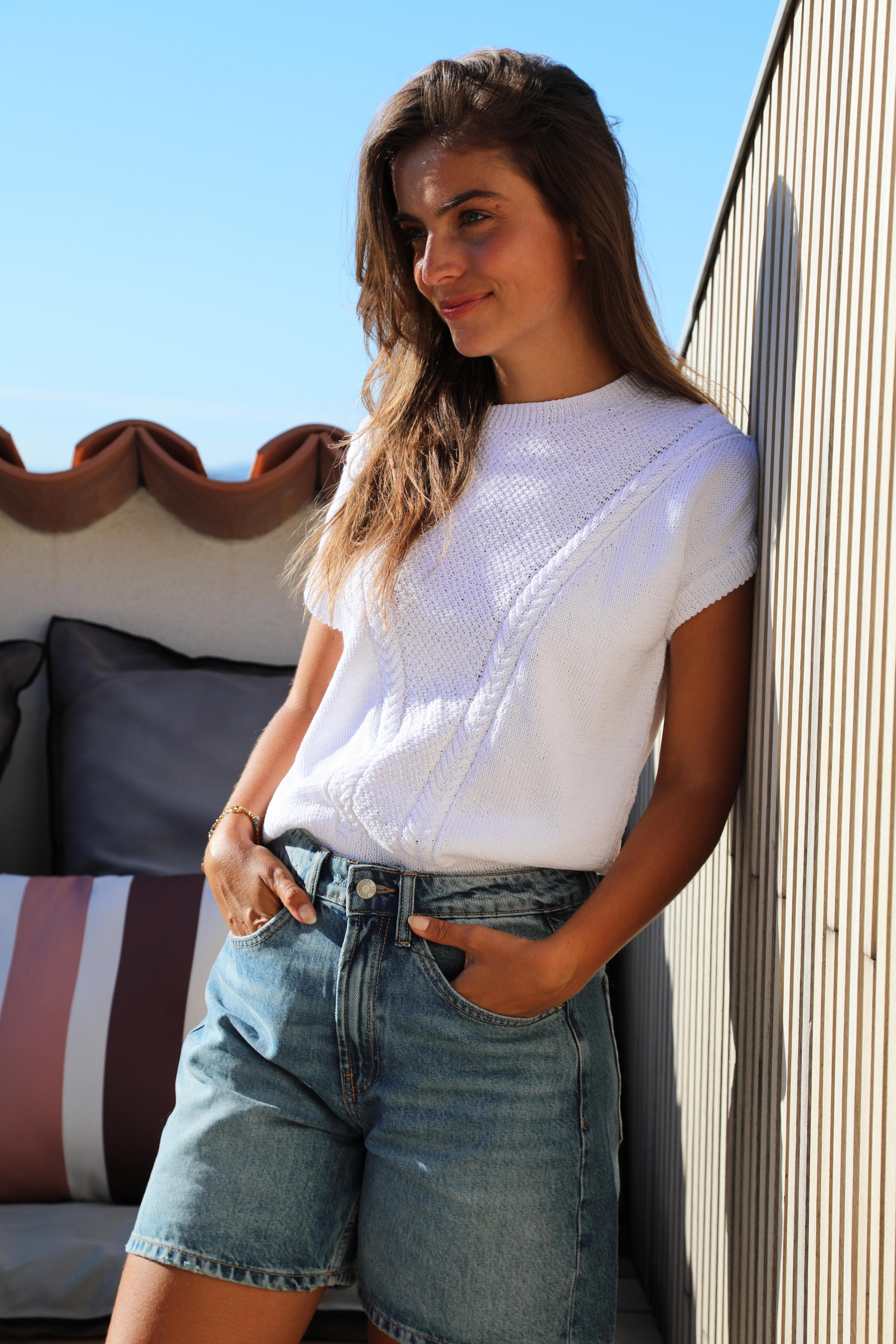 Anny Blatt Ilona top kit maglia trecce cotone