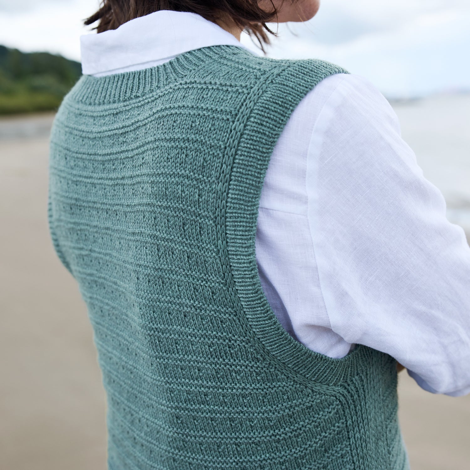Rosy Green Wool River's Song top schema maglia top-down