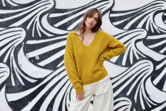 Anny Blatt Johannie Honey Moon kit maglia S verde mohair